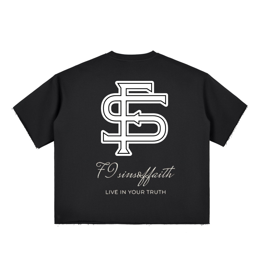 Boxy Half-Sleeve Raw-Edge T-Shirt