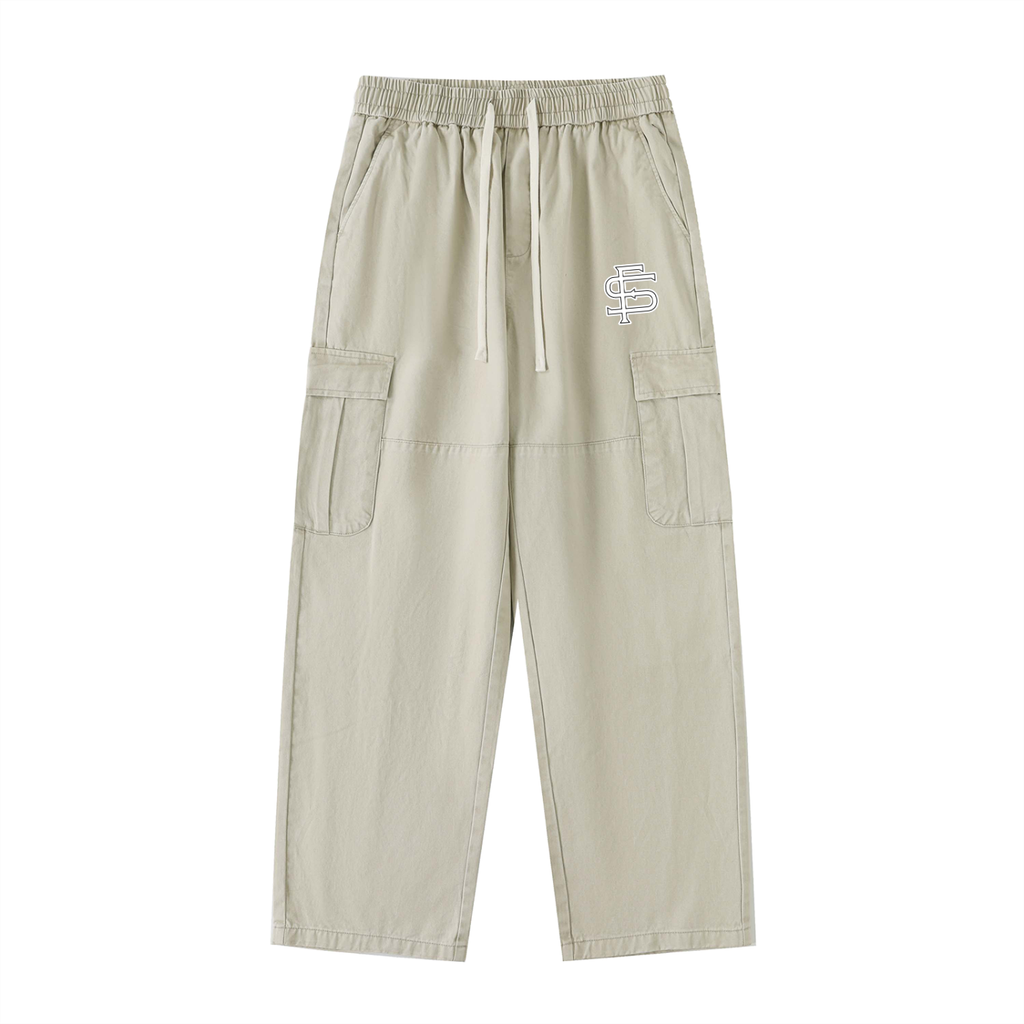 Drawstring Waist Straight-Leg Cargo Pants