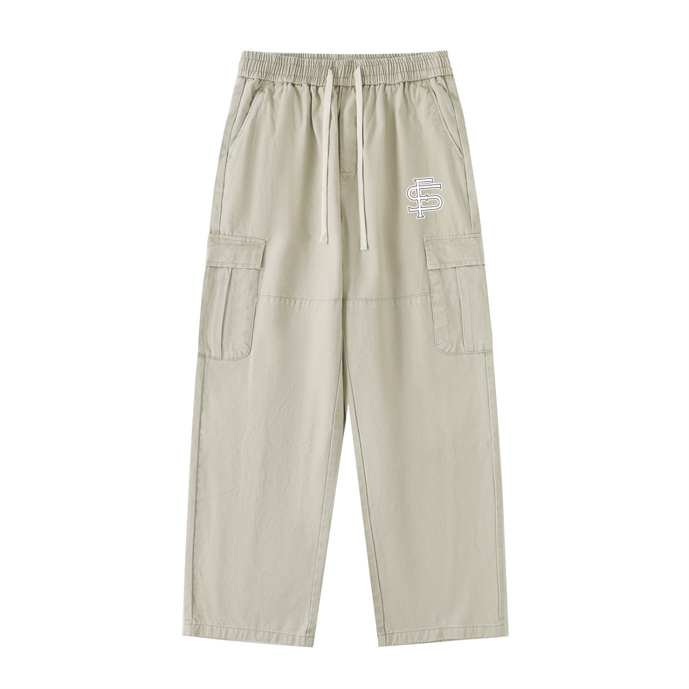 Drawstring Waist Straight-Leg Cargo Pants