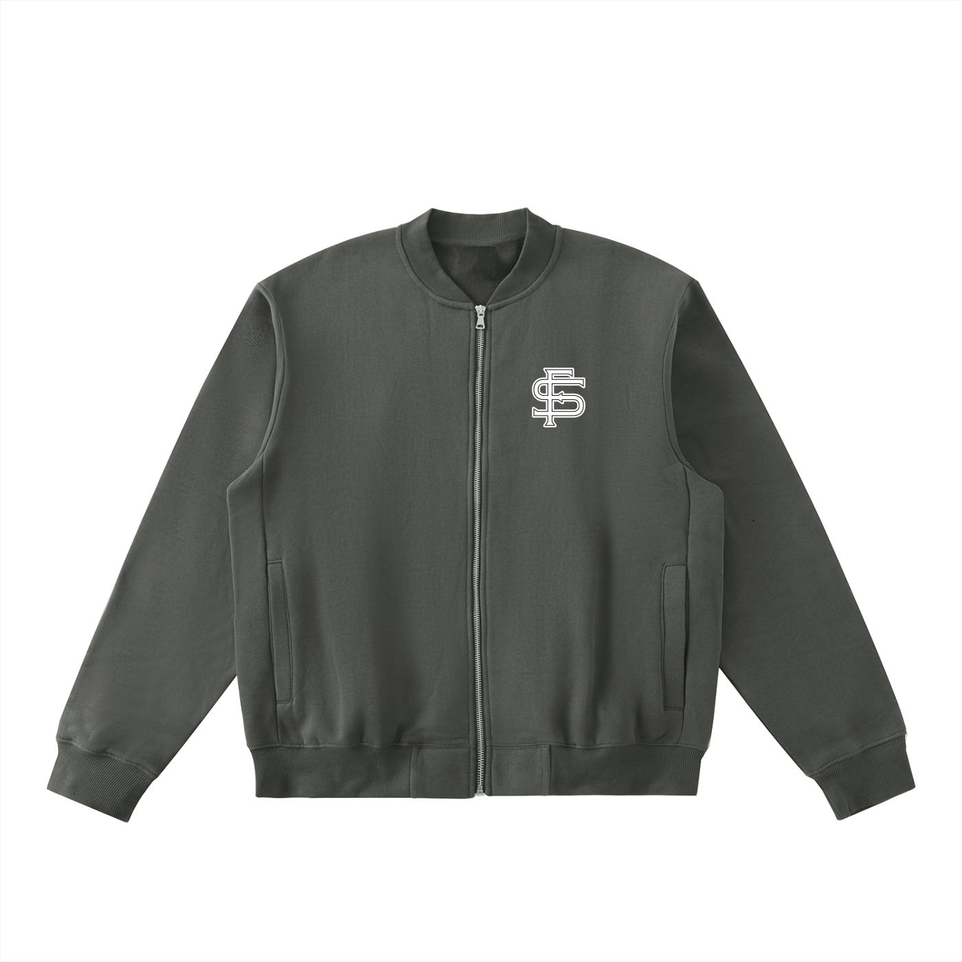 Essential Zip-Up Fleeced Varsity Jacket