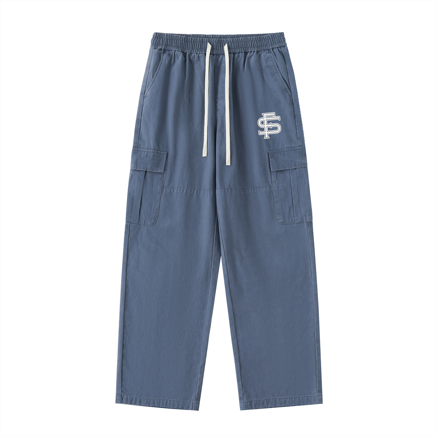 Drawstring Waist Straight-Leg Cargo Pants