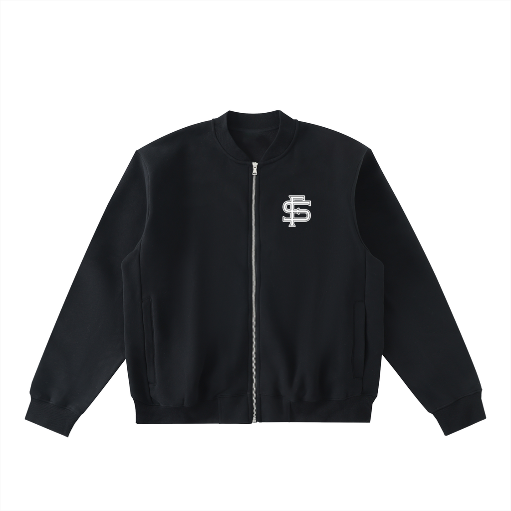 Essential Zip-Up Fleeced Varsity Jacket