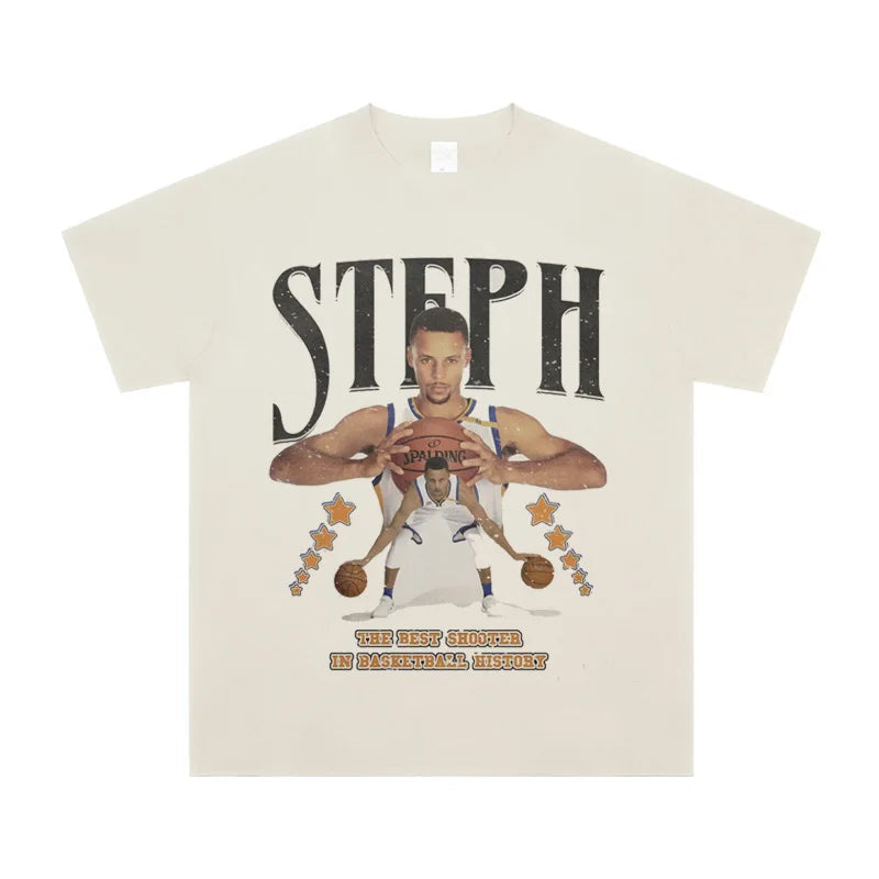 Stephen Curry Tee Stephen Curry American Casual Vintage VINTAGE Short Sleeve Blockbuster Cotton