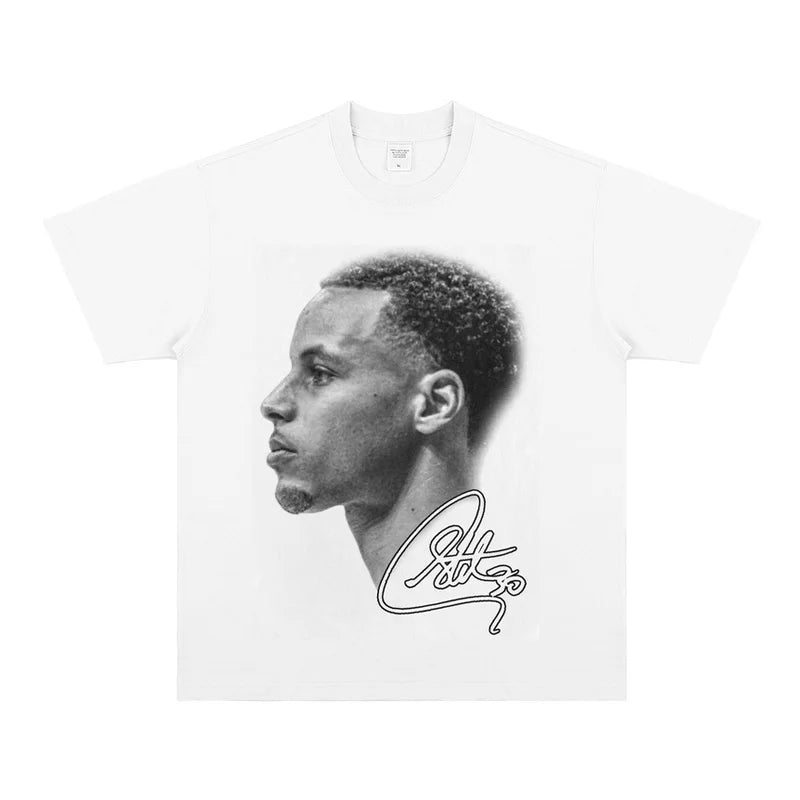 Stephen Curry Tee Stephen Curry American Casual Vintage VINTAGE Short Sleeve Blockbuster Cotton