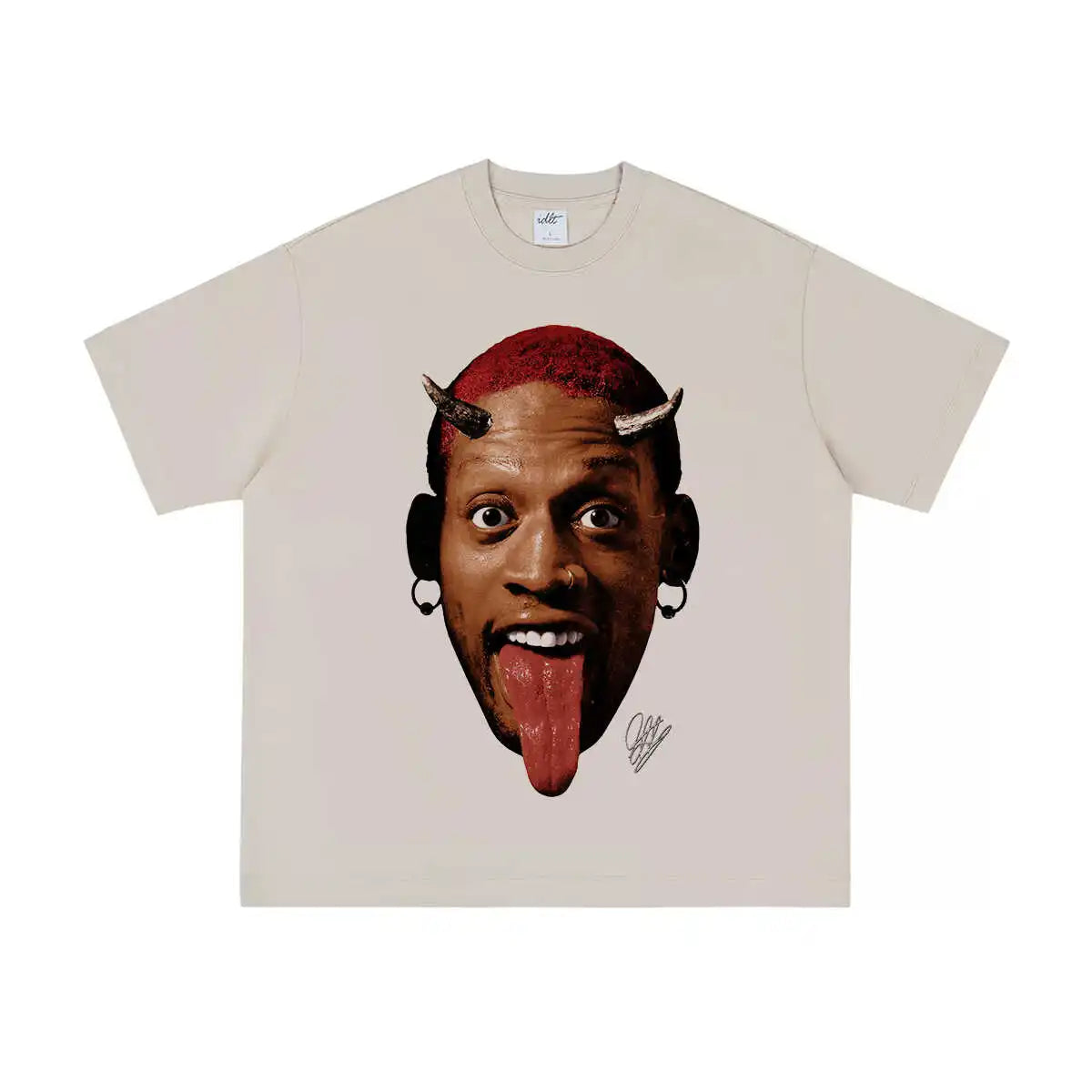 Dennis Rodman Tee Rodman Short Sleeve, American Small Neckline Make Old Street Hip Hop Oversize Trend