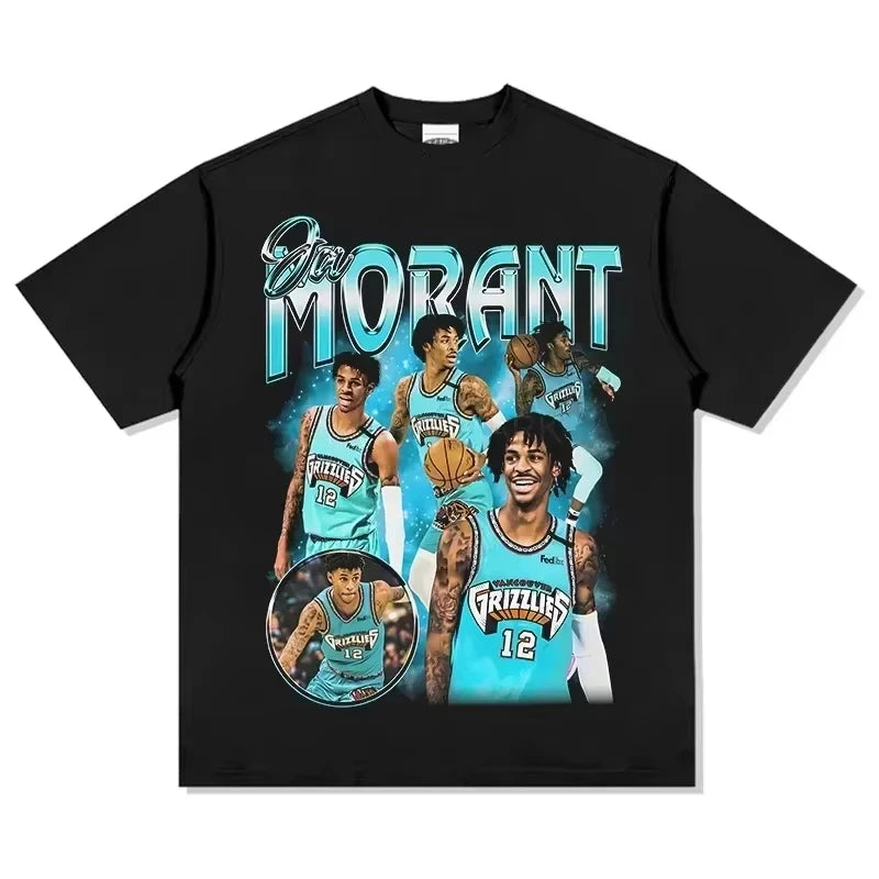 2025 Summer Ja Morant 12 Memphis T-shirt Basketball Fan Short-sleeved T-shirt New Version of The Same Top for Men and Women