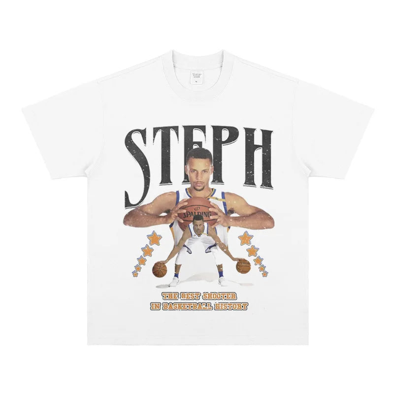 Stephen Curry Tee Stephen Curry American Casual Vintage VINTAGE Short Sleeve Blockbuster Cotton