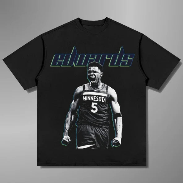 2025 Summer New NBA Anthony Edwards Y2KT-shirt Cotton Printing Large Size Round Neck Short-sleeved Top T-shirt for Men and Women