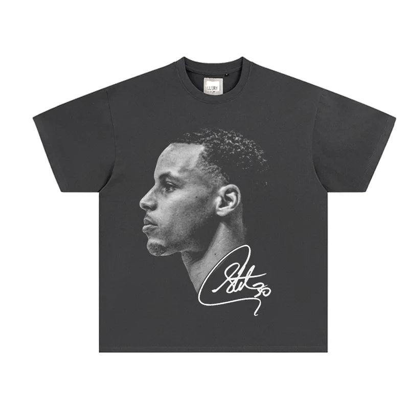 Stephen Curry Tee Stephen Curry American Casual Vintage VINTAGE Short Sleeve Blockbuster Cotton