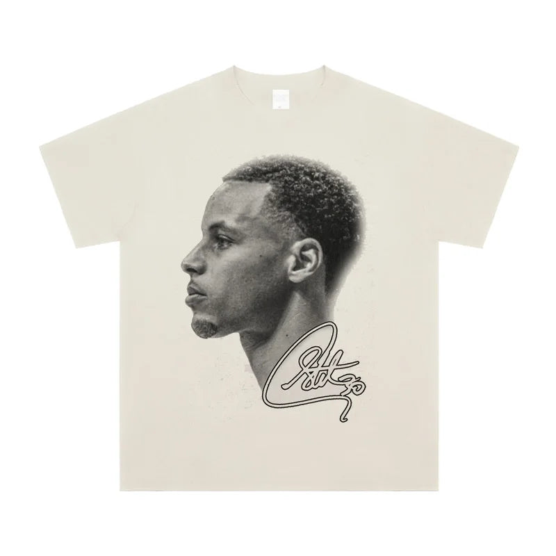 Stephen Curry Tee Stephen Curry American Casual Vintage VINTAGE Short Sleeve Blockbuster Cotton