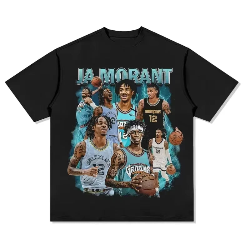2025 Summer Ja Morant 12 Memphis T-shirt Basketball Fan Short-sleeved T-shirt New Version of The Same Top for Men and Women