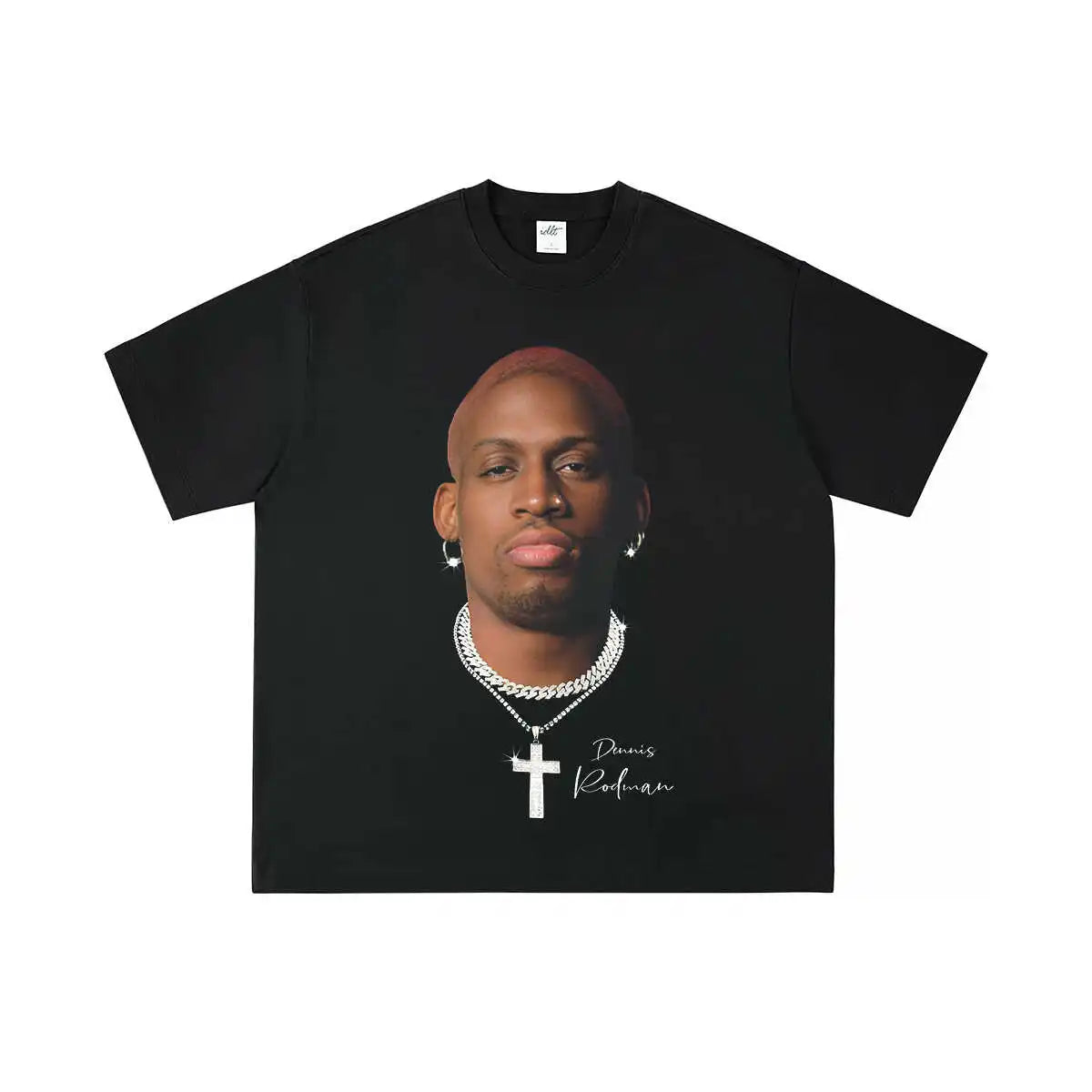 Dennis Rodman Tee Rodman Short Sleeve, American Small Neckline Make Old Street Hip Hop Oversize Trend