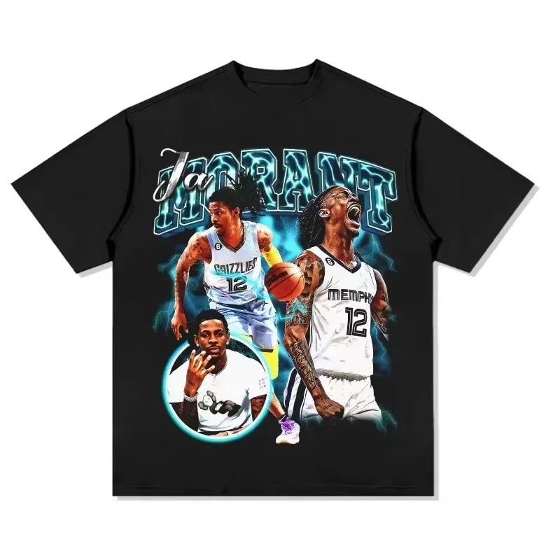 2025 Summer Ja Morant 12 Memphis T-shirt Basketball Fan Short-sleeved T-shirt New Version of The Same Top for Men and Women
