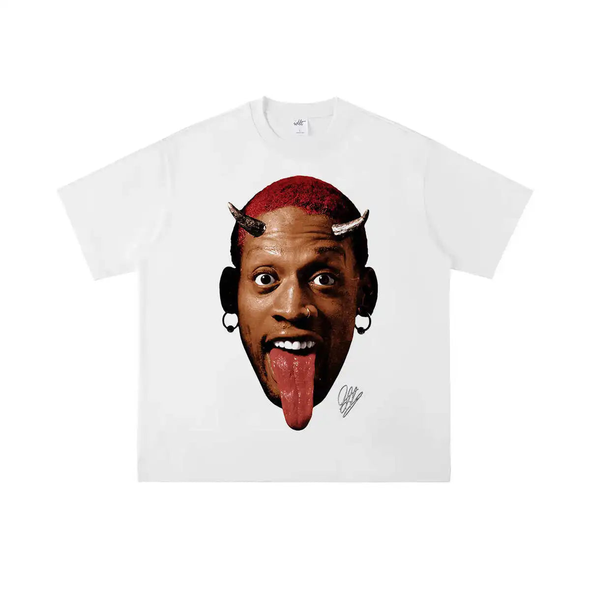 Dennis Rodman Tee Rodman Short Sleeve, American Small Neckline Make Old Street Hip Hop Oversize Trend