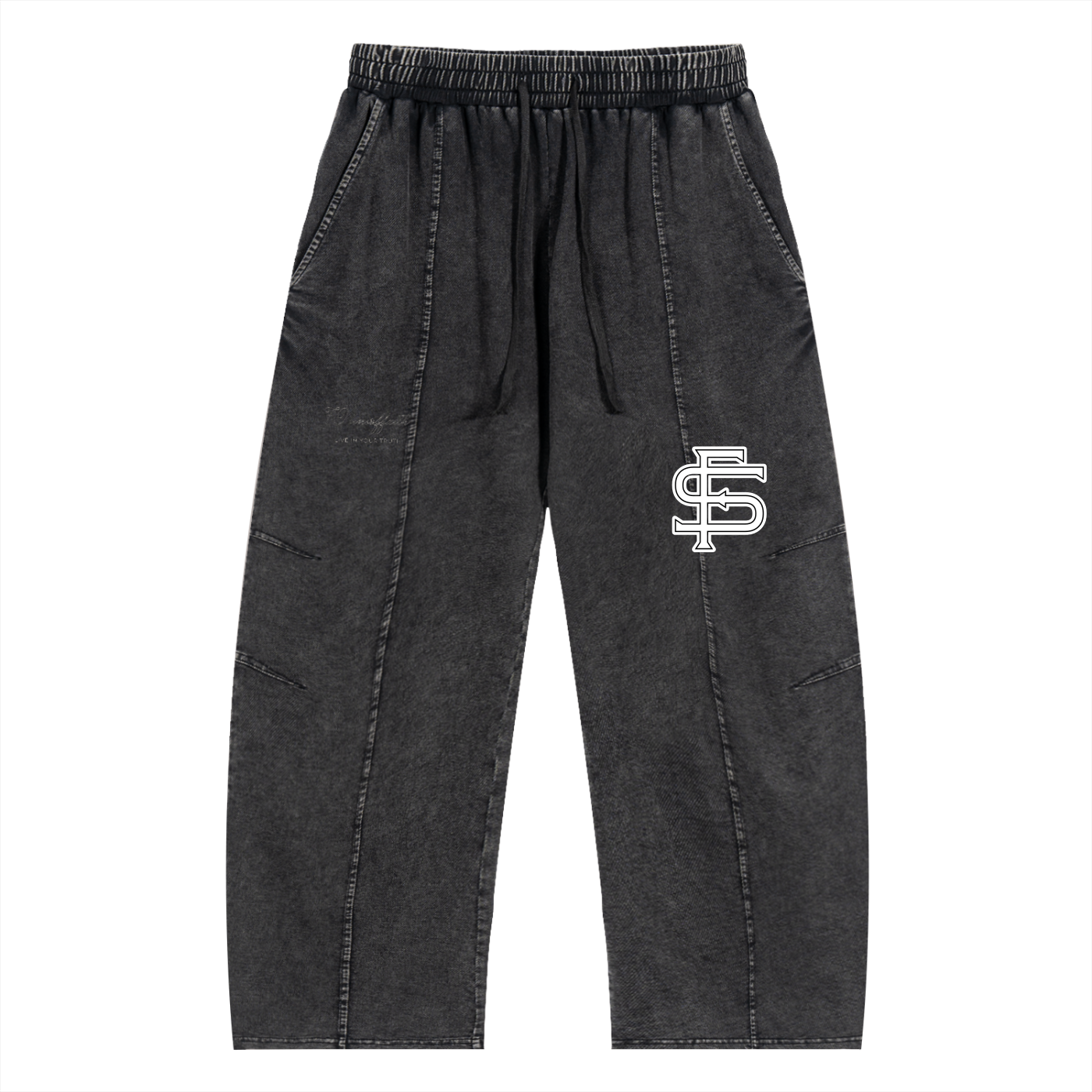 Snow Wash Drawstring Cotton Pants