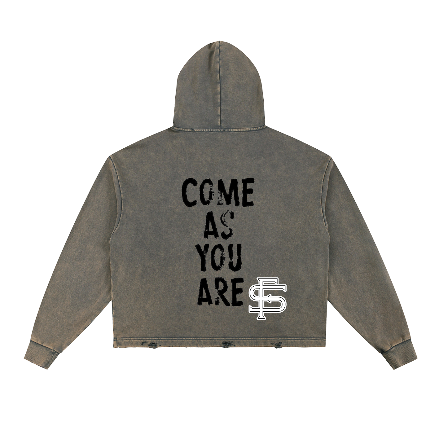 Vintage Washed Frayed-Hem Hoodie