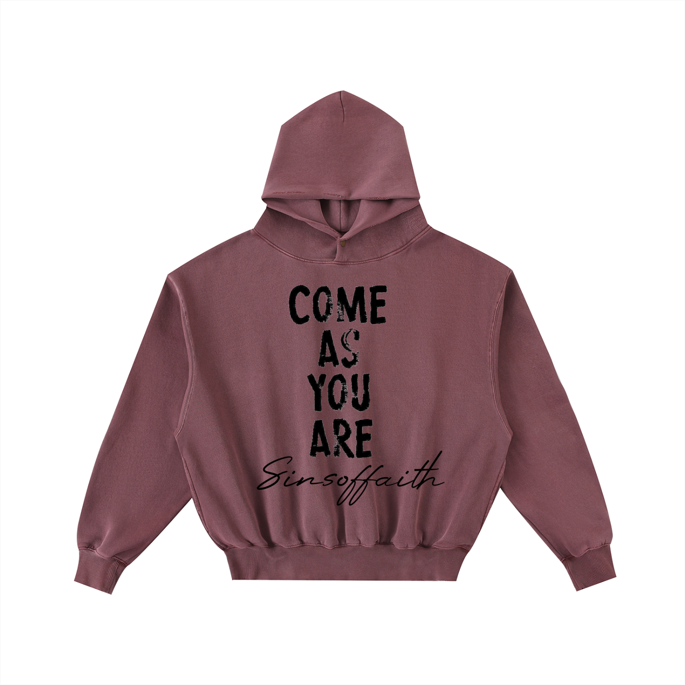 Frayed Enzyme Washed Fleece Hoodie