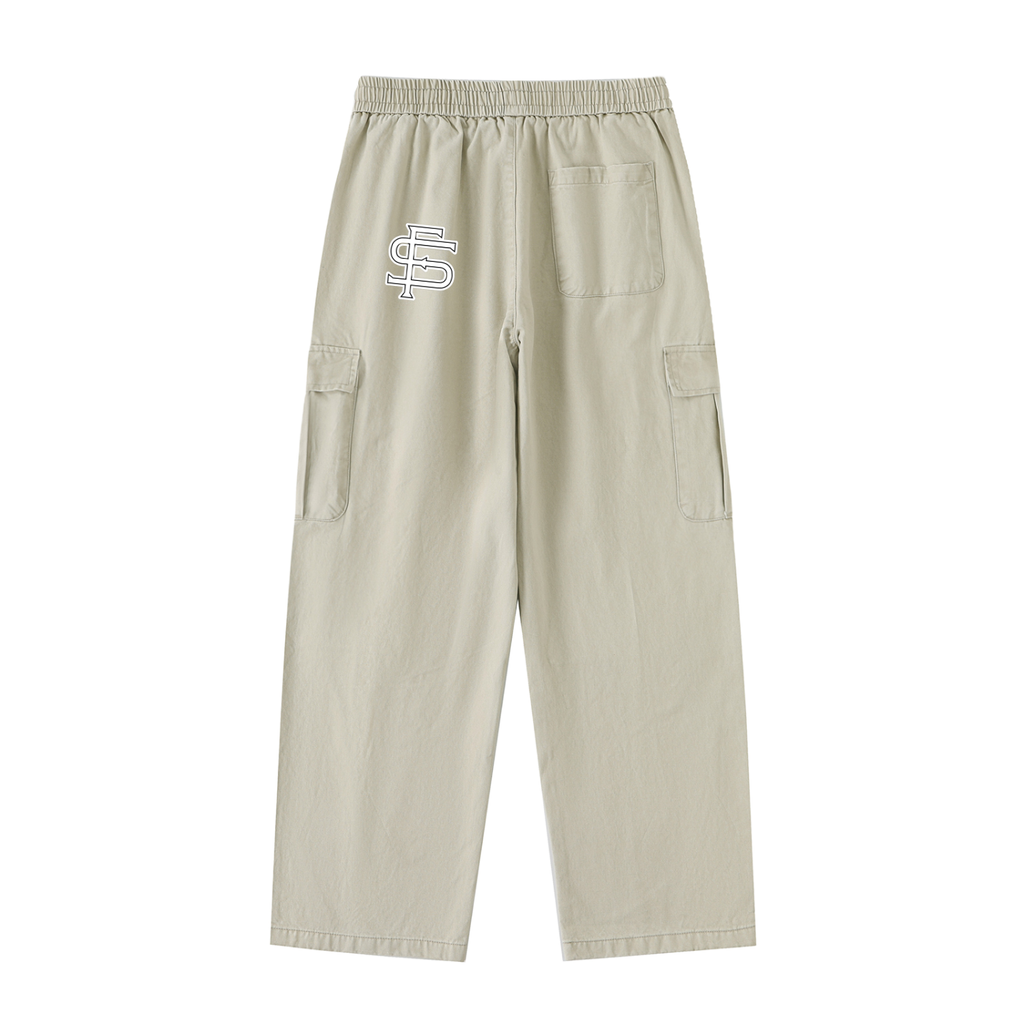 Drawstring Waist Straight-Leg Cargo Pants