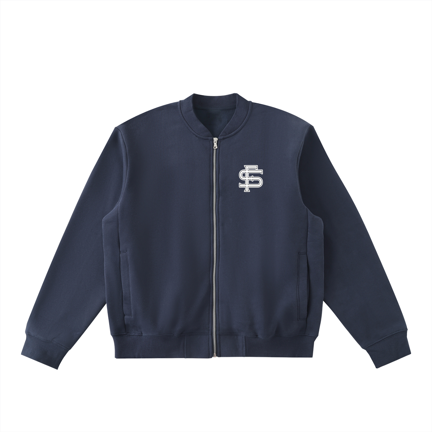 Essential Zip-Up Fleeced Varsity Jacket